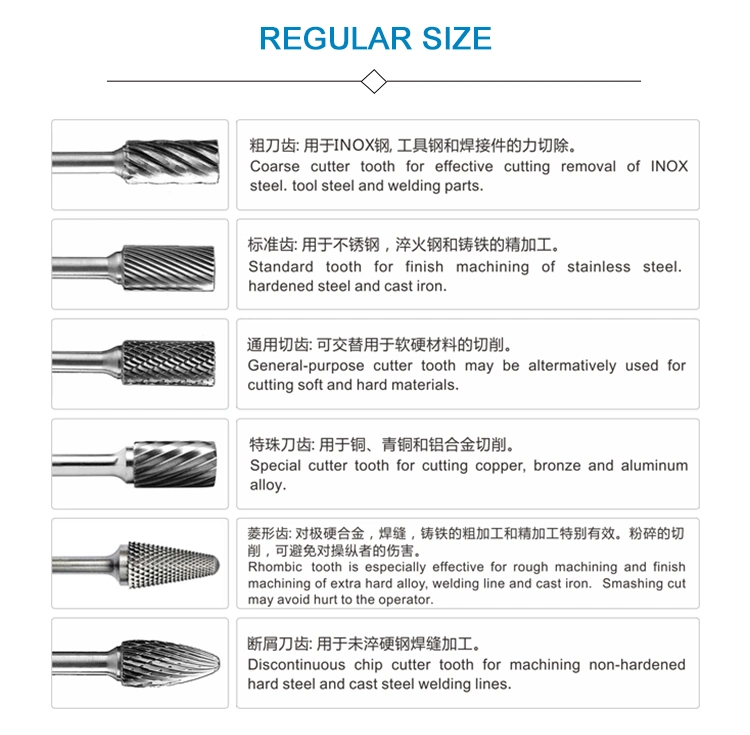 Micro Grain Solid Carbide Double Single Cut Rotary File