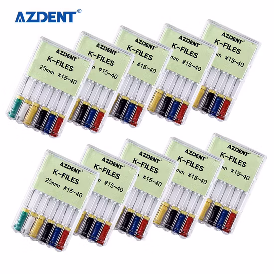 Limas endodônticas de canal radicular Azdent Dental Niti fáceis de usar 25 mm nº 15-40 com CE