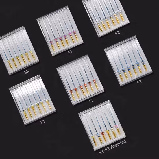 Limas endo rotativas para tratamento de canal radicular Niti com memória flexível para uso em motores